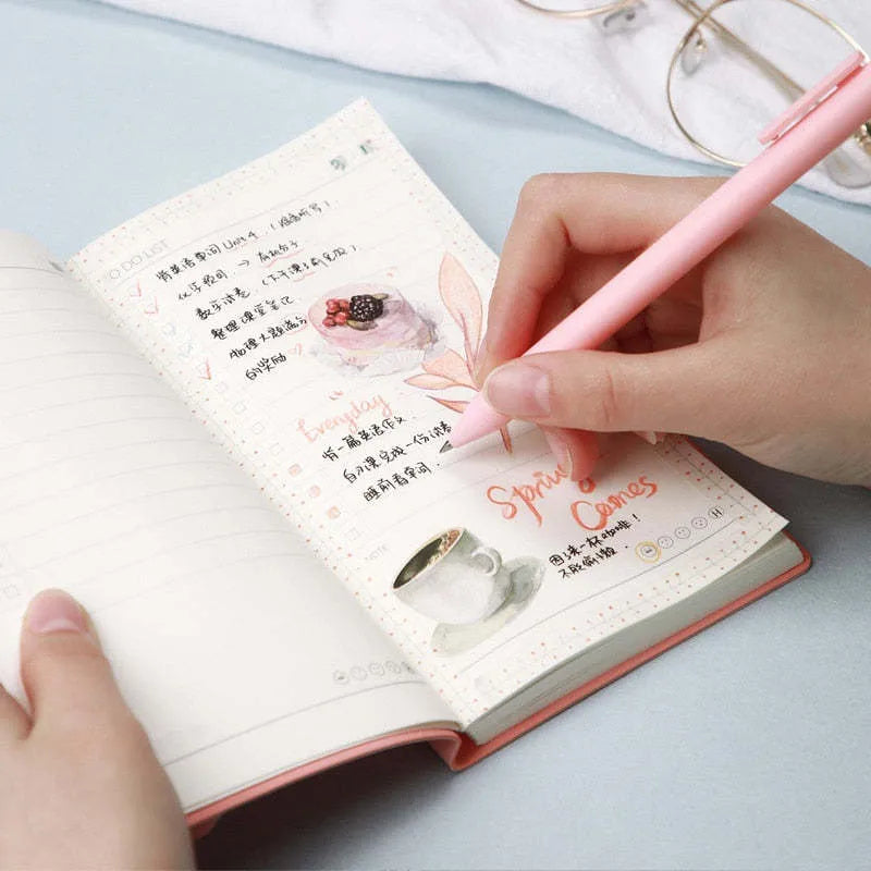 Simple Notepad with PU cover in morandi blue, showing open pages of eye protection writing paper