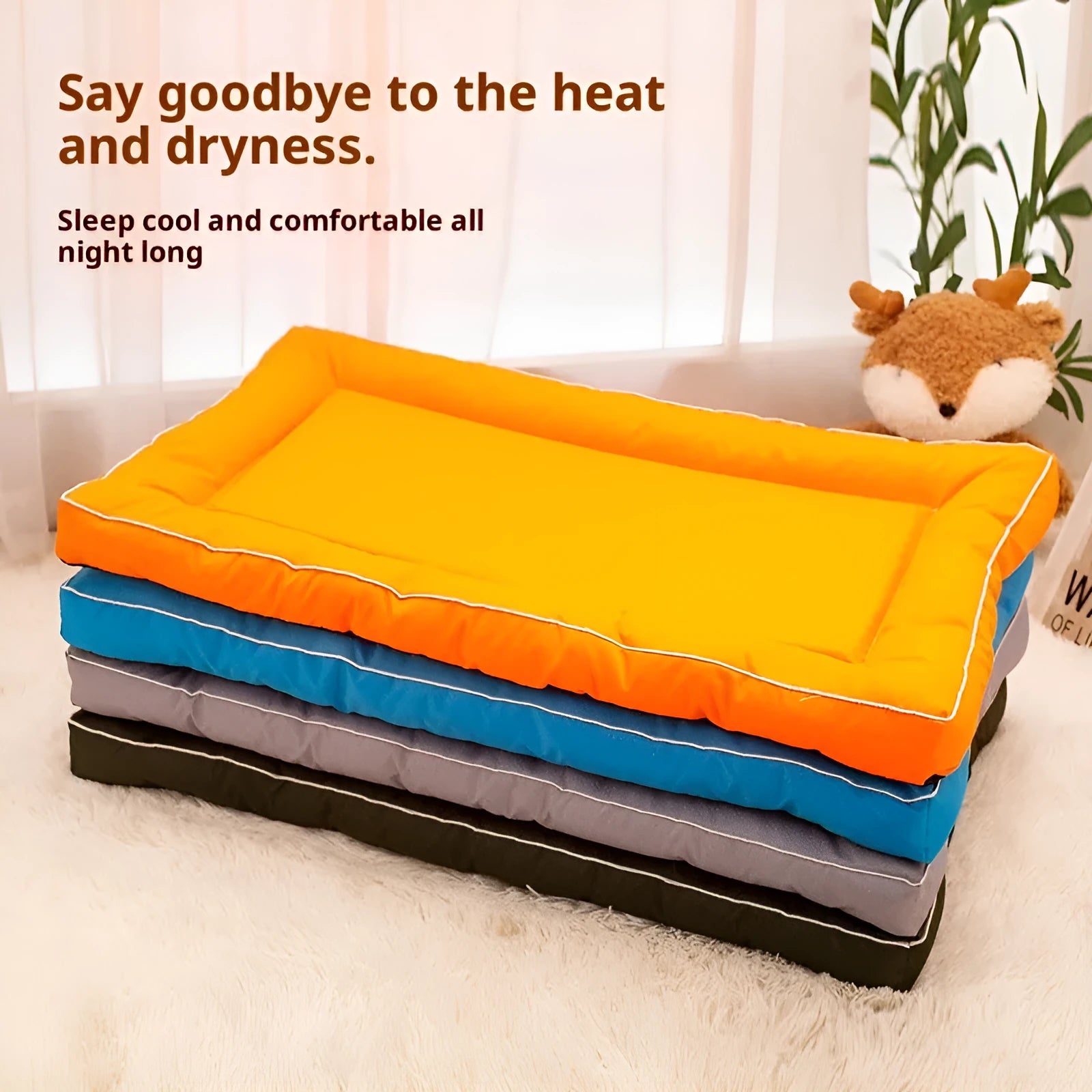 Orange Oxford cloth kennel pad for dogs, breathable pet bed pad, four seasons use