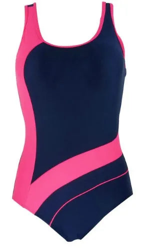 Women's sport one piece swimsuit in black, full coverage, size S-XXL