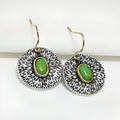 Retro turquoise and antique silver colour separation earrings with electroplated finish