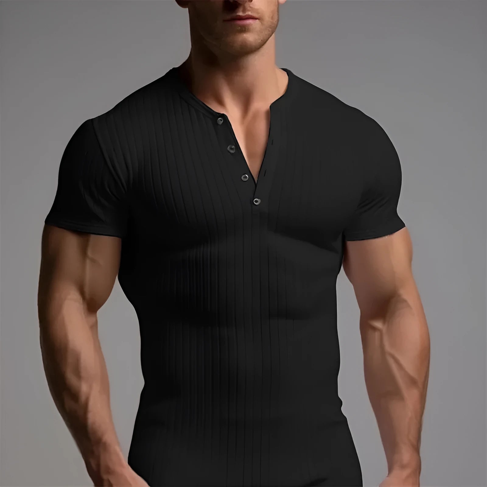 Men's slim-fit muscle t-shirt in polyester fabric shown in Army Green colour