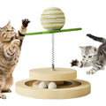 Green interactive cat toy centre with sisal scratching pad and multi-layer ball track.