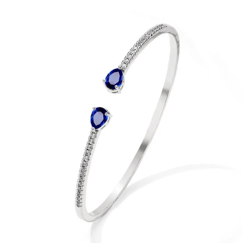 Copper bracelet with embedded white zircon stones in simple style design