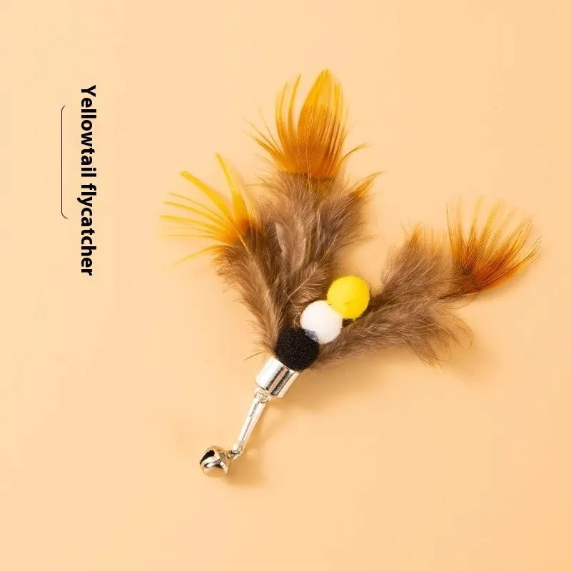 Three steel wire cat toy replacement heads shaped like small flying insects on a white background