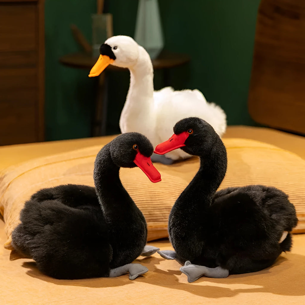 Fashion cartoon black swan plush toy 24cm made from rabbit plush soft stuffed animal
