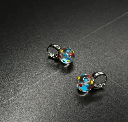 Galvanised geometric Chinese-style earrings with petal elements in zinc alloy