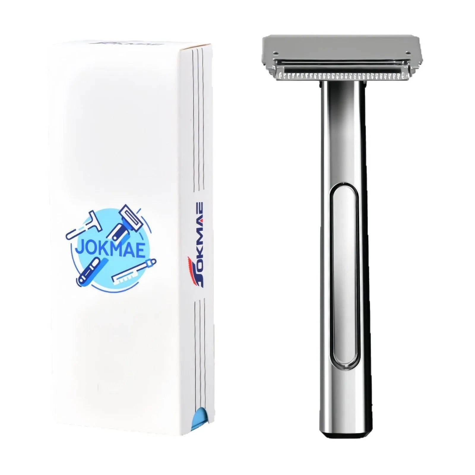 20T double-layer half-blade manual shaver with suspension head in bronze finish, next to a pack of 10 blades.