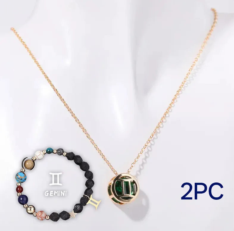 Natural stone beaded necklace and matching bracelet set in one of twelve available styles