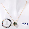 Natural stone beaded necklace and matching bracelet set in one of twelve available styles