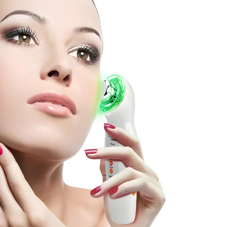 3MHz LED photon facial massager with 36 R/G/B light modes, 17.5cm handheld device for face and body