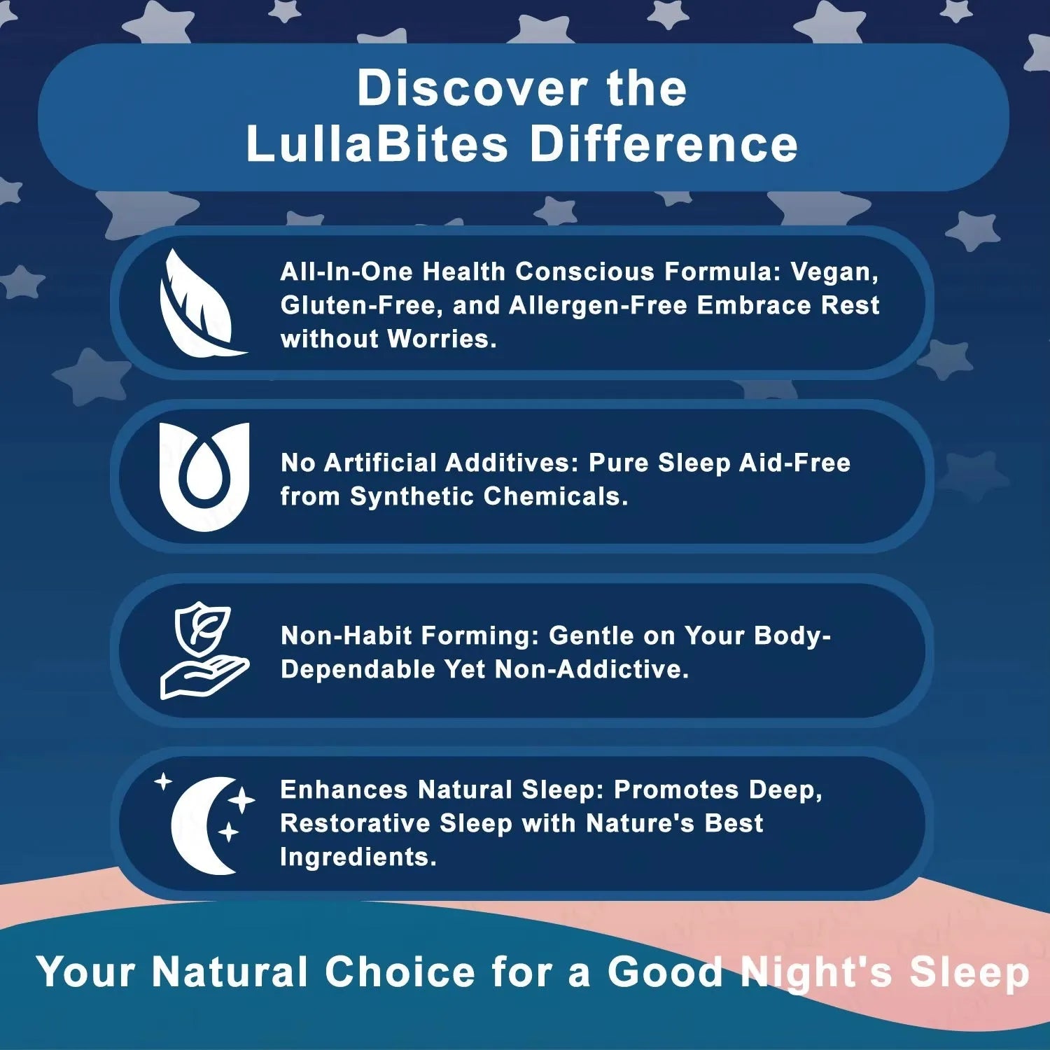 Bottle of natural sleep gummies with strawberry flavour, 60 count, vegan pectin-based star-shaped gummies