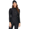 Black conservative Muslim ladies swimsuit burkini with full coverage design