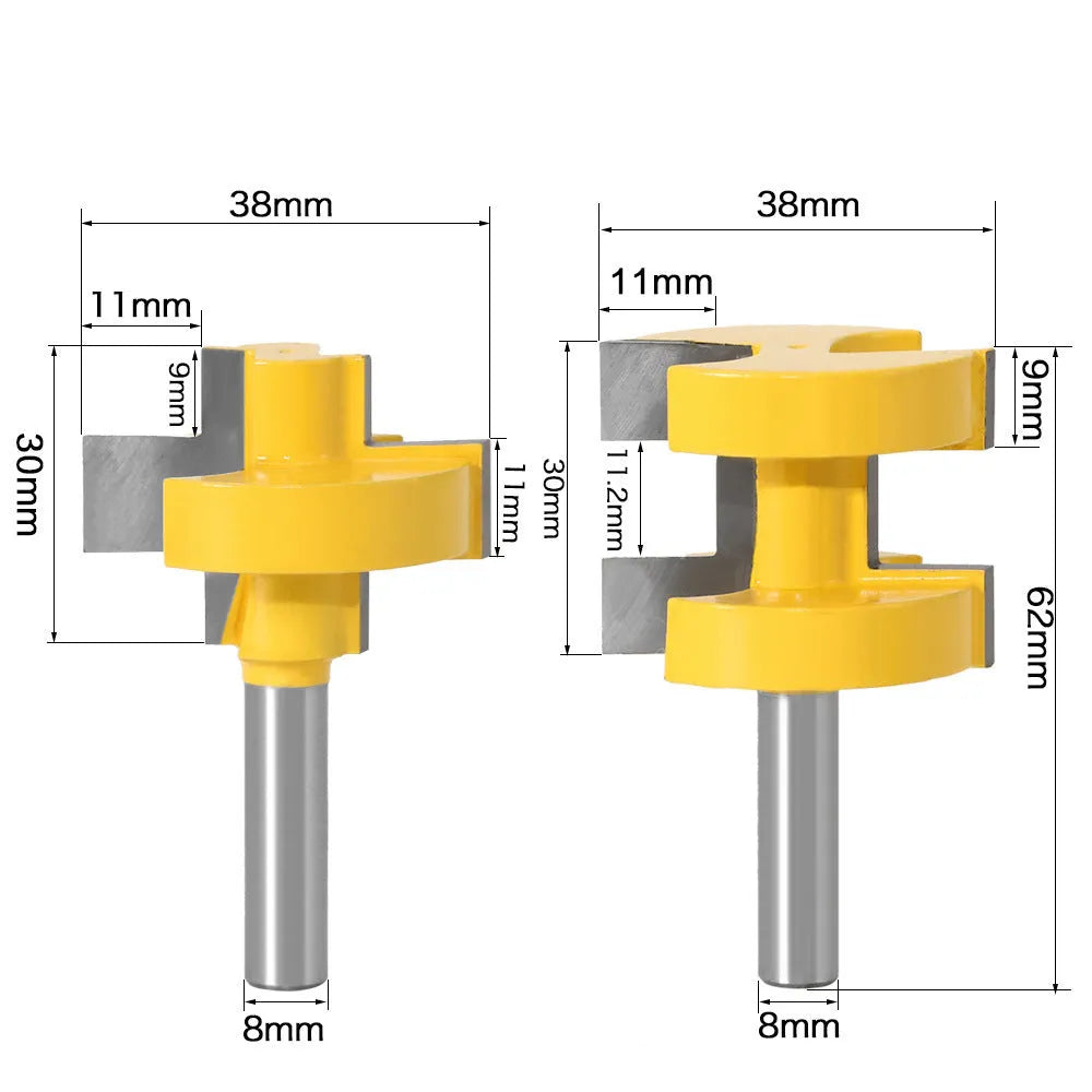 Yellow hard alloy T-slot milling cutter with 30mm blade and 8mm shank