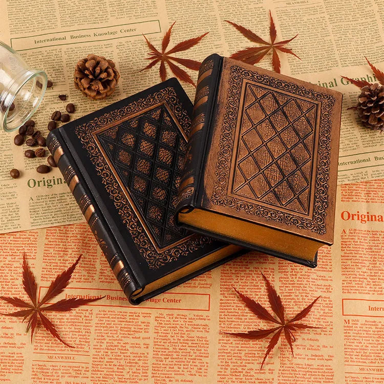 Imitation leather notebook in black gold colour with sketch paper pages, compact 12.3x17cm size