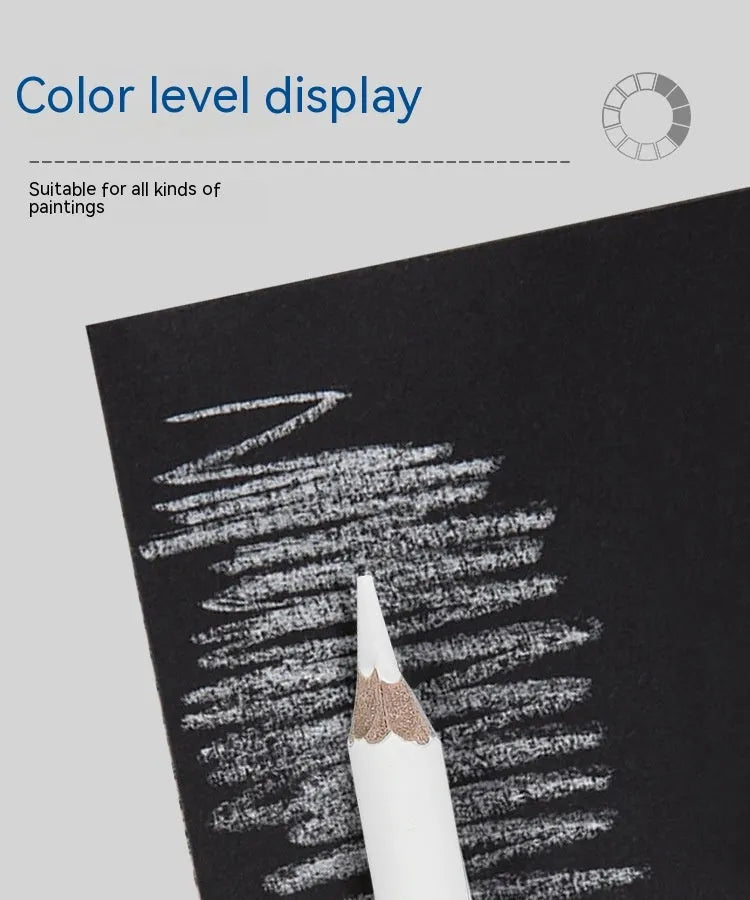 Wooden highlighting pen sketching white powder lead brush with white charcoal pencils in multi-pack box