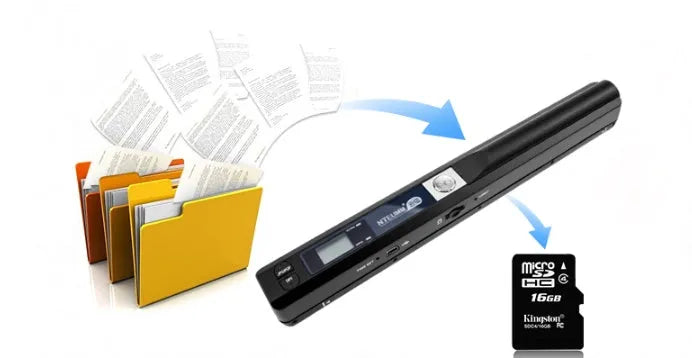 Small portable A4 document scanner with USB cable, 900DPI CIS scanning, compact size 255x33x25mm