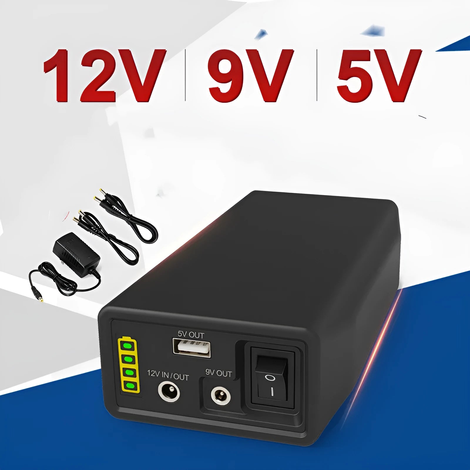 LF4100 compact lithium iron phosphate battery with 12V 9V 5V outputs, 76.8Wh capacity