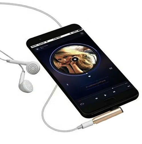 Aluminium alloy Type-C to 3.5mm audio and charging adapter with elbow design in multiple colours.
