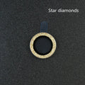 Close-up of a diamond lens protective film with aluminium ring for iPhone 12 Pro Max in silver.