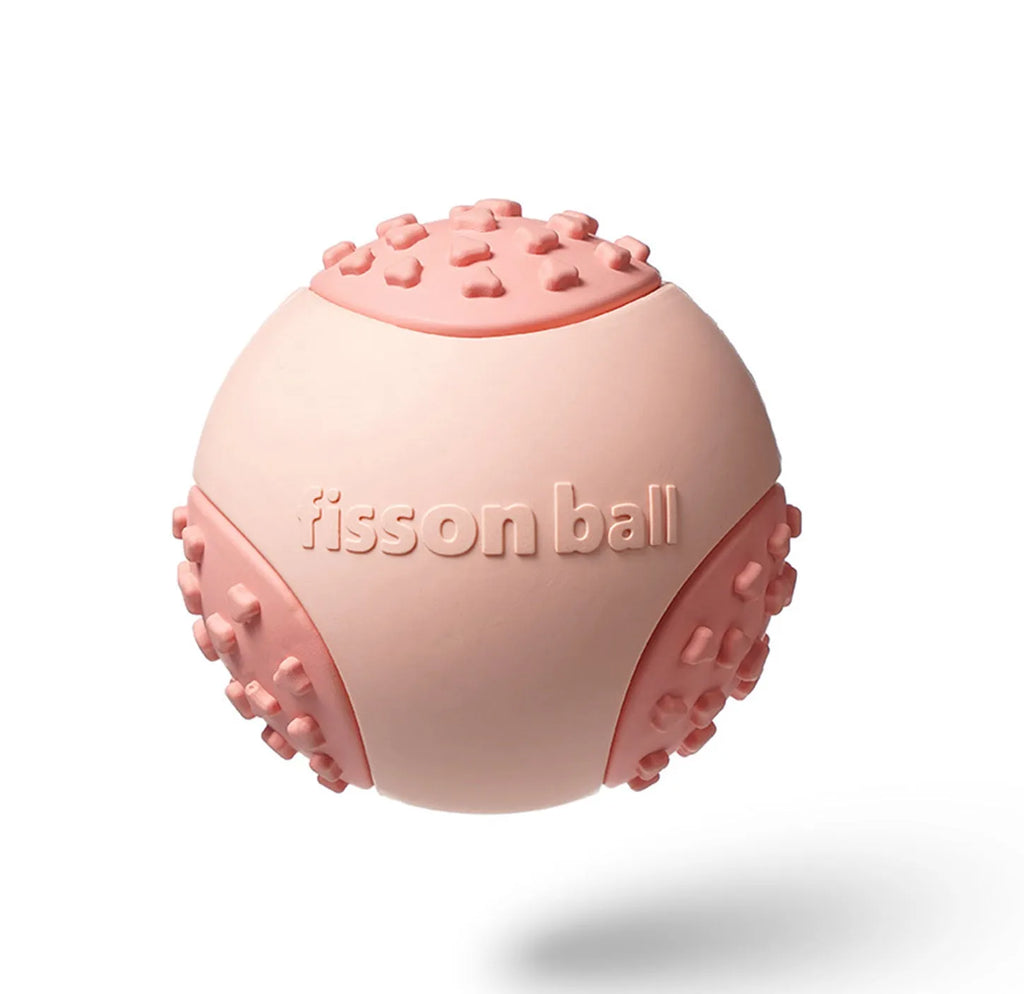 Green and pink durable rolling ball dog toy for small medium breeds