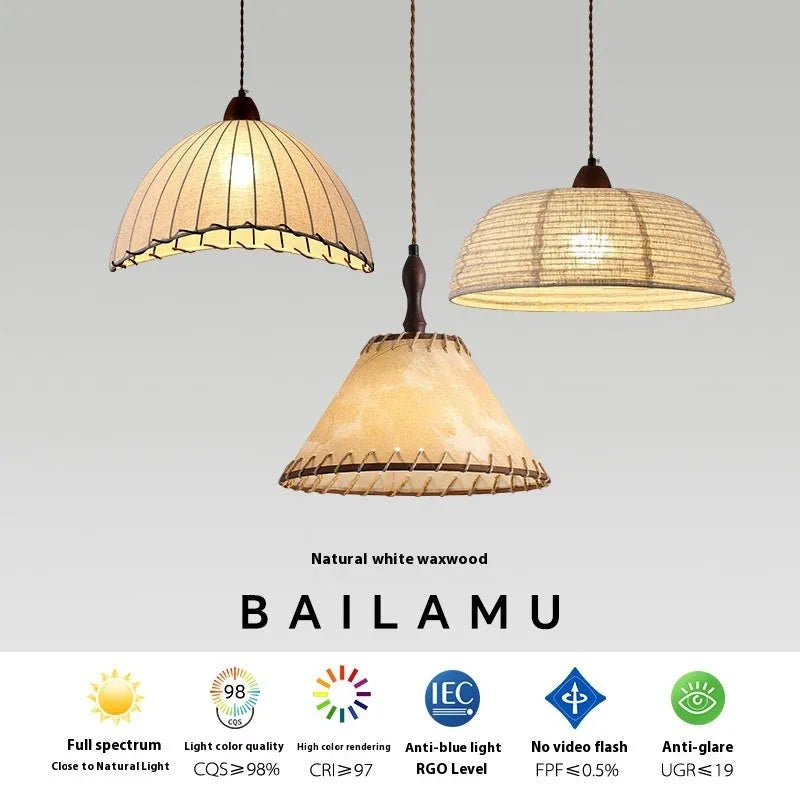 Retro iron fabric chandelier with adjustable 1.5m height for dining room or bedroom