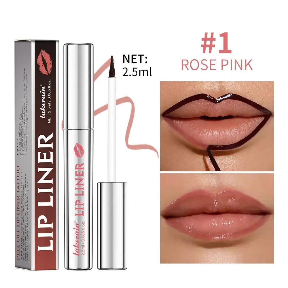 Matte finish pointed toe tear and pull lip liner pencil in Rose Pink, Neutral Mauve, Brown, and Cool Cocoa shades