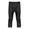 Basketball cropped pants with integrated knee pad anti-collision leggings for men black Lycra polyester mid waist