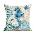 Linen cushion cover with sea turtle pattern measuring 45x45cm with invisible zipper