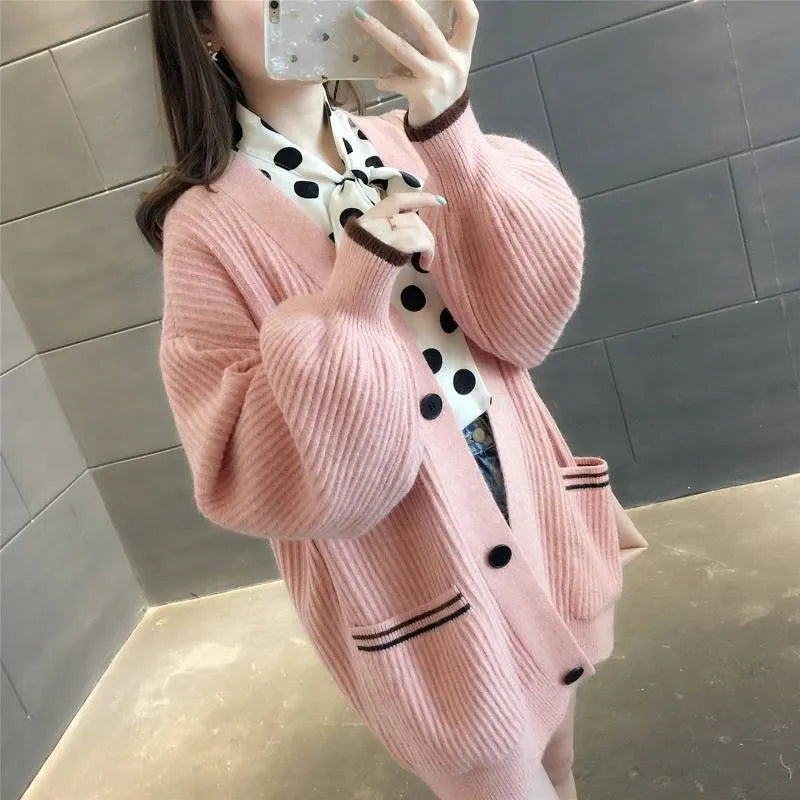 Sleeveless knitted coat in beige, lake blue, pink or yellow with button front, sizes S to 3XL
