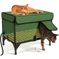 Green foldable cat cage with cloth construction for outdoor use as delivery room or pet shelter