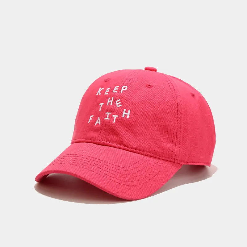 Men's beige cotton baseball cap with small black letter embroidery on front
