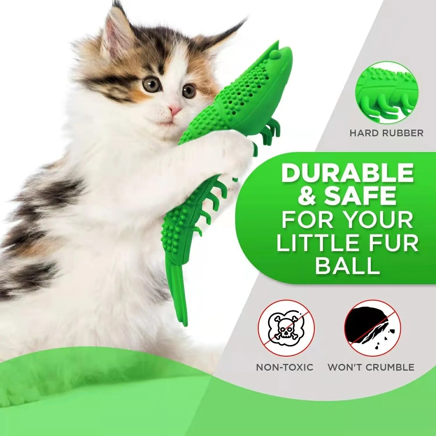 Blue hard rubber catnip toy with textured surface for feline teeth cleaning