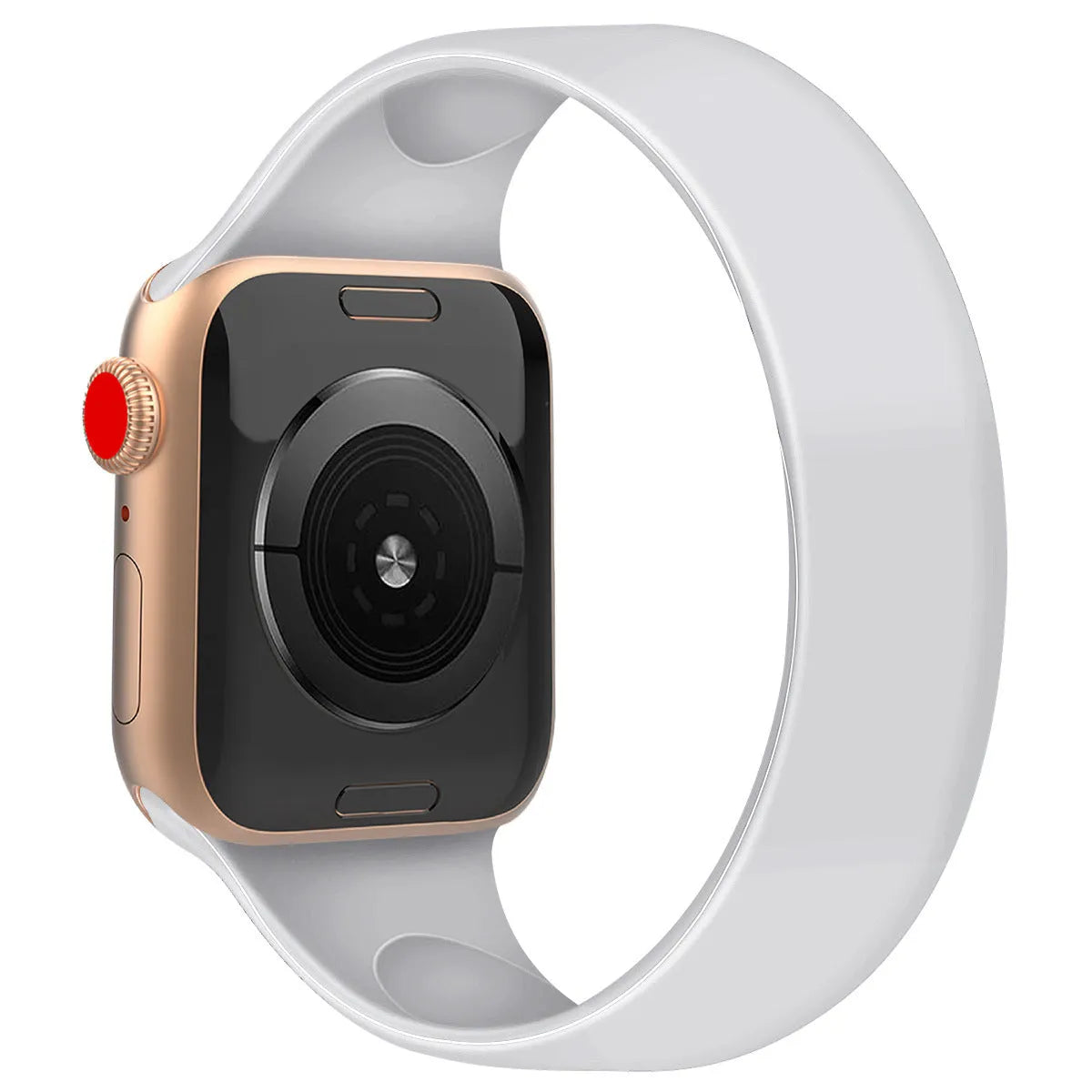 Elastic silicone one-piece solid colour watch strap for Apple Watch with straight interface