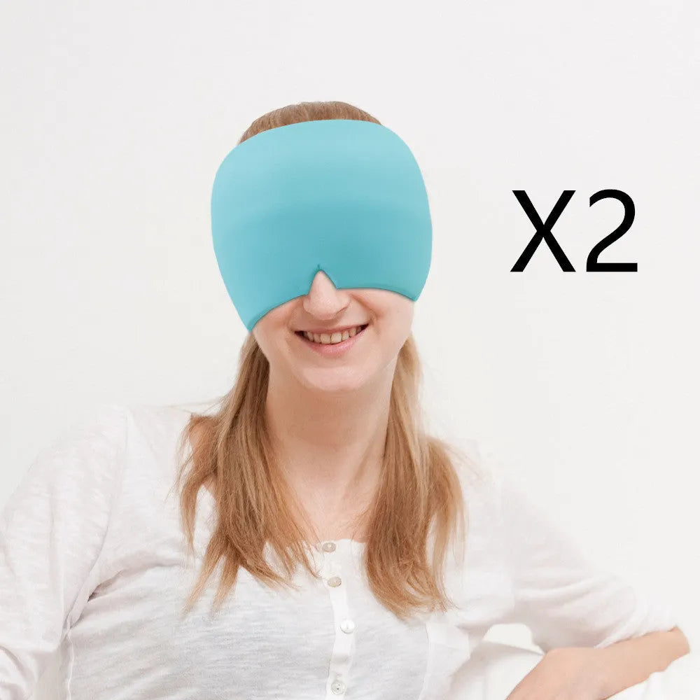 Black ice gel headache relief eye mask shown on a white background.
