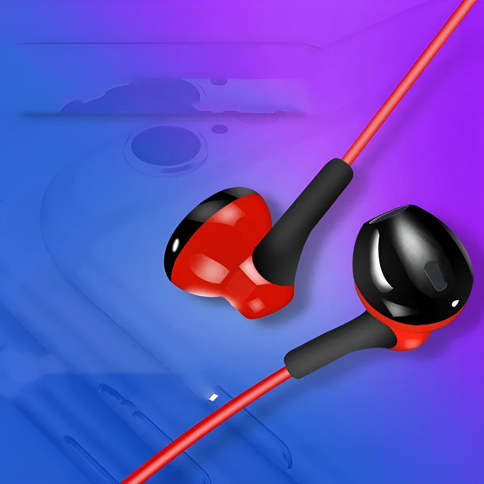 In-ear wired earphones for K-song monitoring with black plastic earpieces and high elastic TPE cable