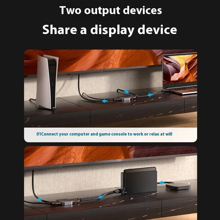 Alloy HDMI computer distributor for television line signal conversion in black or grey