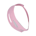 Pink and black elastic V-shaped face bandage for facial contouring
