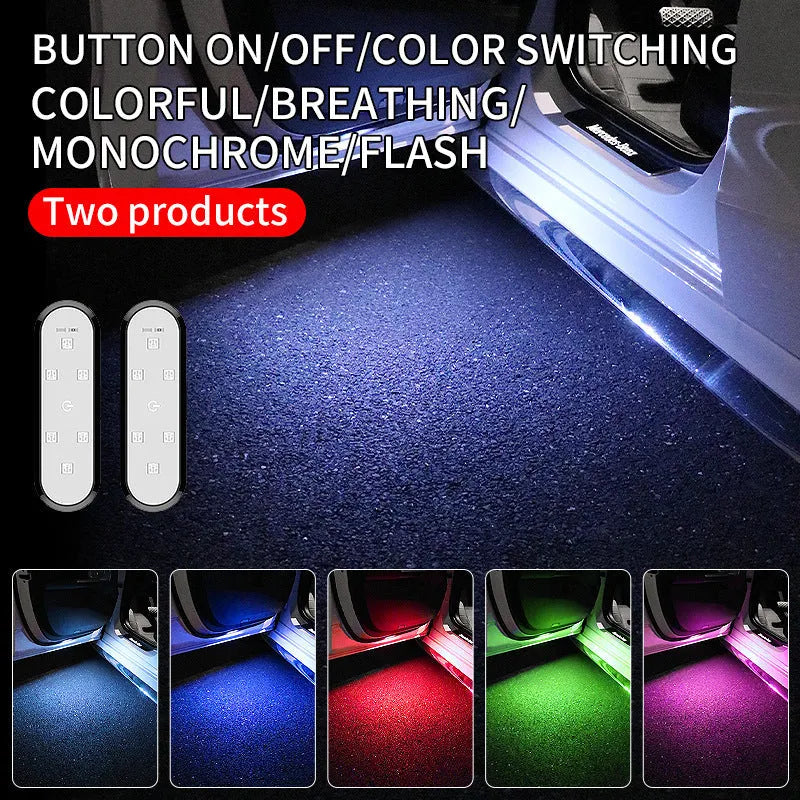 Car warning door light with LED illumination in ABS plastic housing for vehicle safety