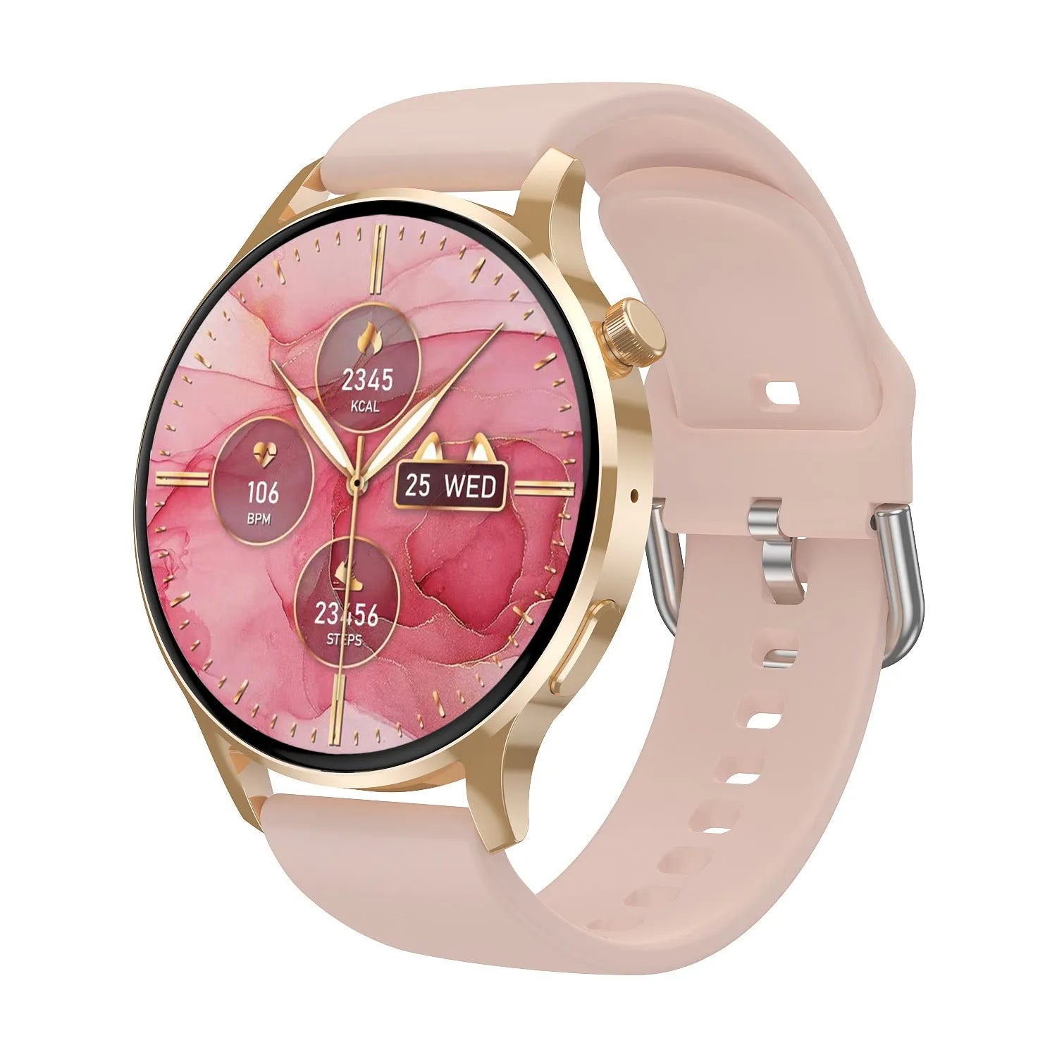 Women's smart sports watch with heart rate monitor, NFC, Bluetooth calling, 1.30 inch TFT screen, zinc alloy case, IP67 waterproof, wireless charging