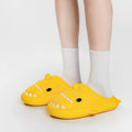 Cartoon shark cotton EVA slippers for home use, non-slip waterproof sole in blue colour