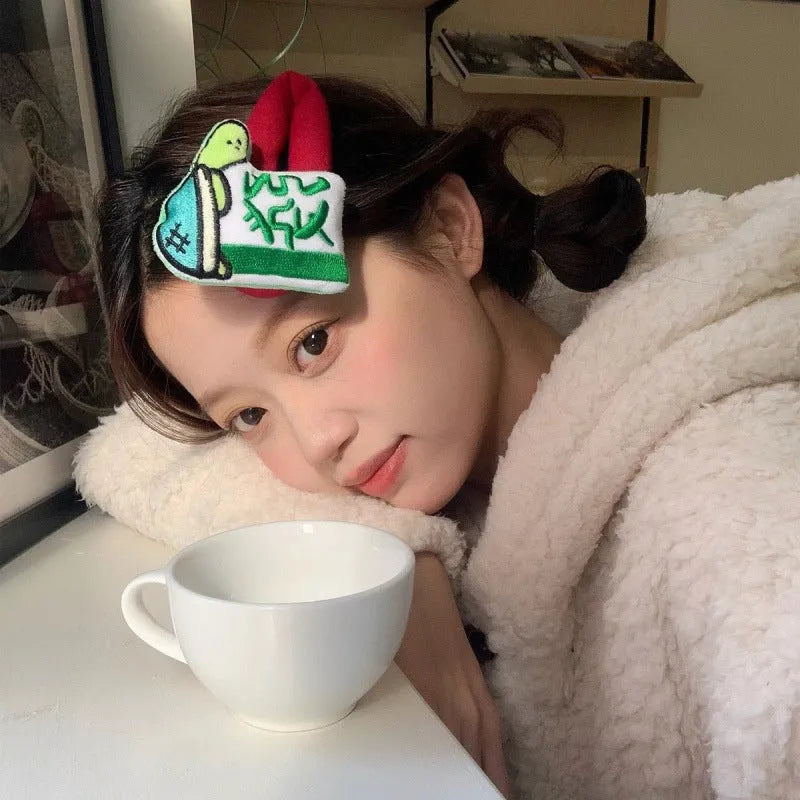 Retro mahjong sponge bang clip hairpin with Chinese character wording, single New Year hair accessory
