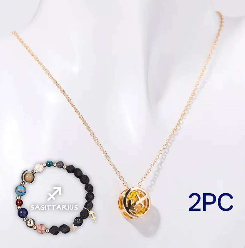 Natural stone beaded necklace and matching bracelet set in one of twelve available styles