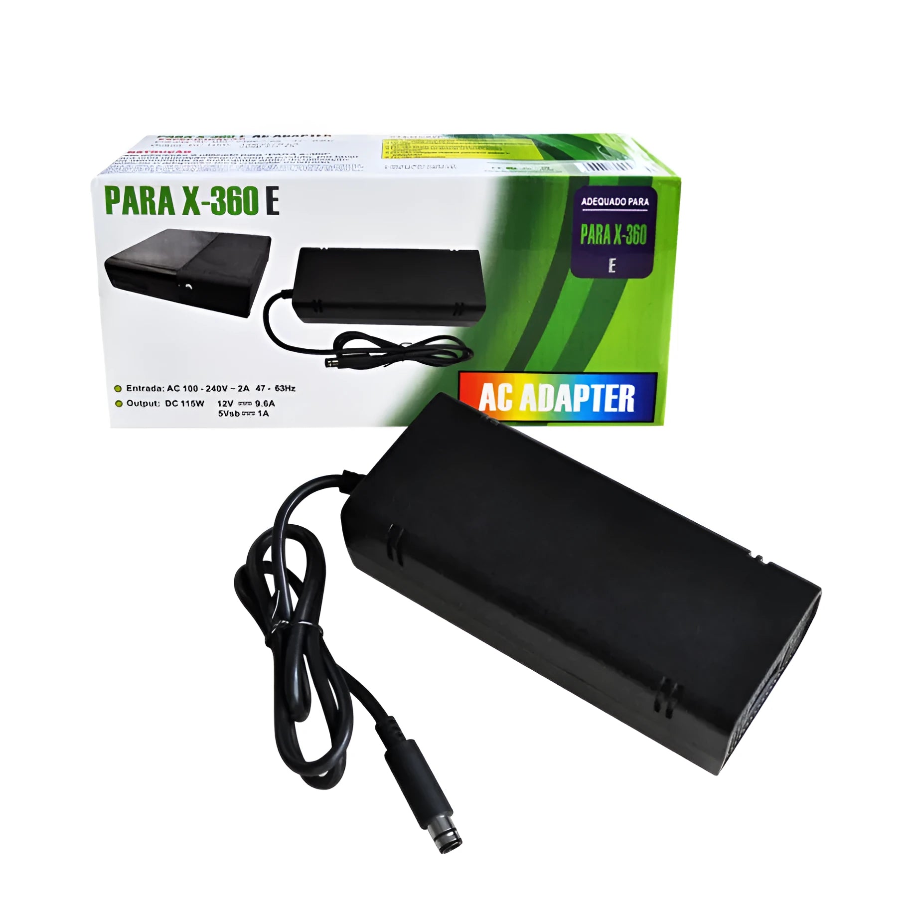 Black XBOX 360 E AC power adapter with UK plug for 220V direct use
