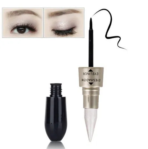 Double head six colour eyeshadow and black eyeliner set with compact 12.3cm design for eye modification