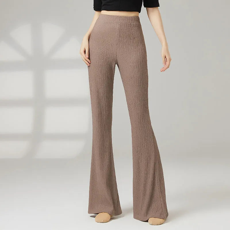 Women's solid-colour polyester dance practice trousers for classical and body training exercises