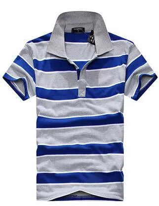 Men's striped short sleeve T-shirt with real pocket, loose fit, available in multiple sizes and style options