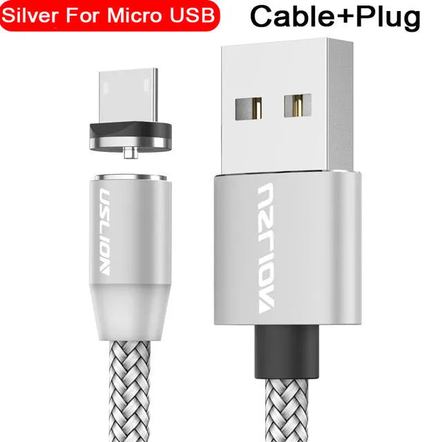 USLION circular magnetic charging cable with aluminium alloy housing and LED indicator