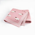 Pink and grey 100x80cm baby sheepskin blanket made from 100% cotton with a windproof cover.