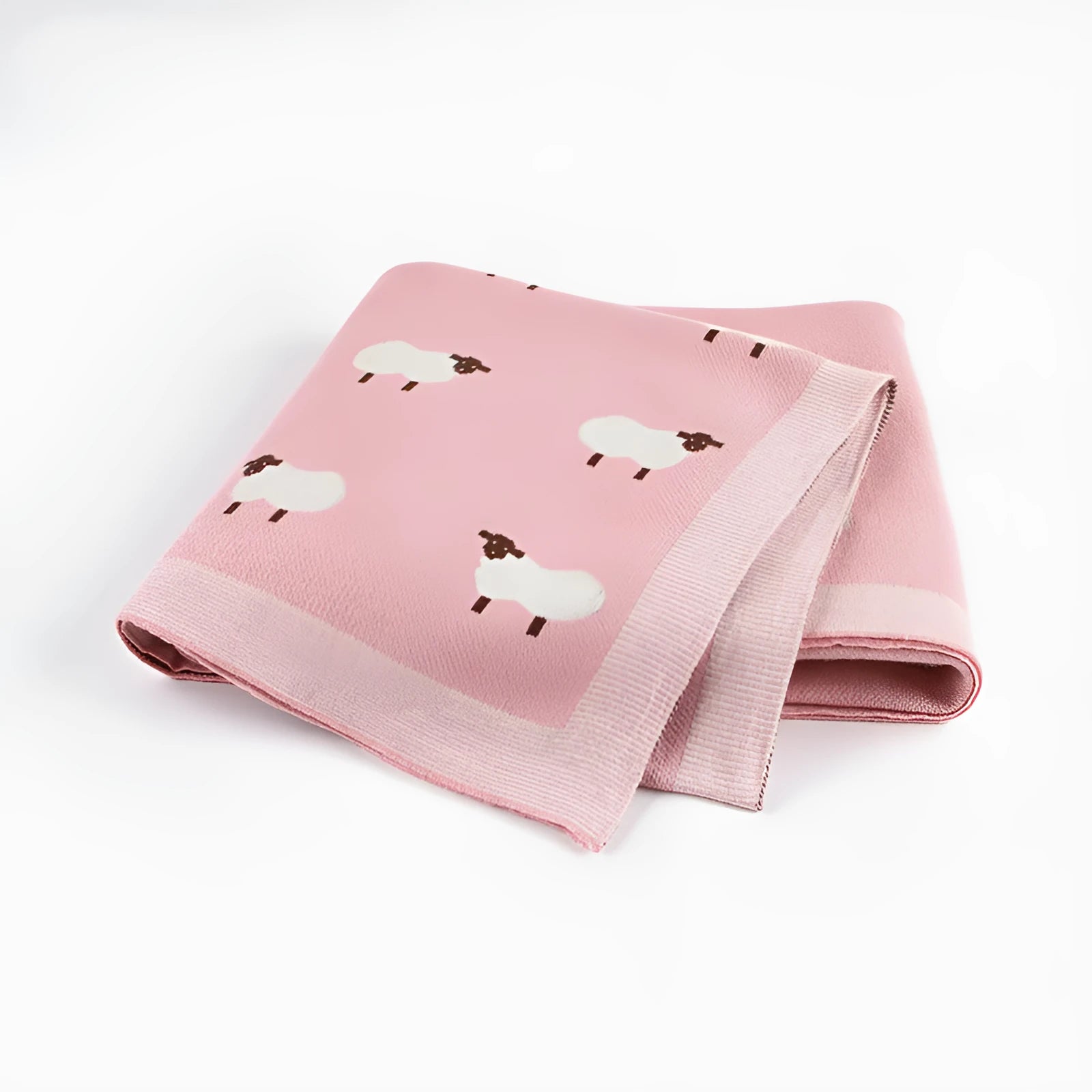 Pink and grey 100x80cm baby sheepskin blanket made from 100% cotton with a windproof cover.