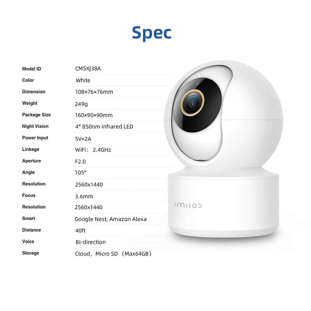IMILAB C21 2.5K indoor security camera in white with 360-degree view